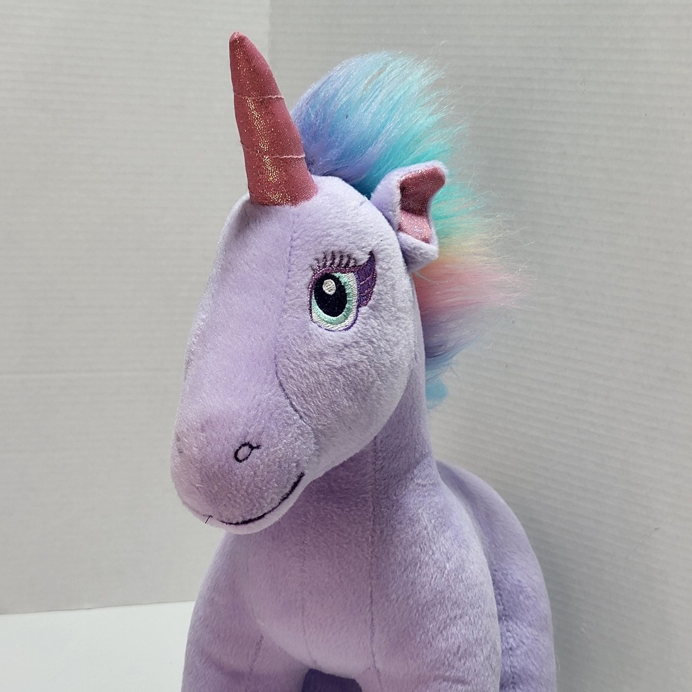 Build-A-Bear Purple Unicorn Plush Rainbow Mane Pink Tutu Sequin Outfit 16"